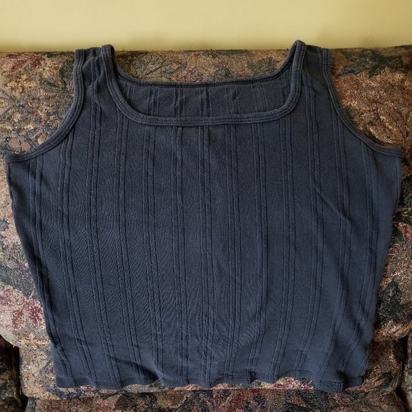 Tops - Vintage 90s, cotton sleeveless top, black tank top, scoop neck, S, M